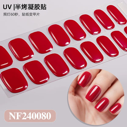 Semi-Cured Nail Wraps Autocollants Pour Ongles UV Adhesive Full Cover Stickers for Nails Lamp Need Press On Nails DIY Manicure