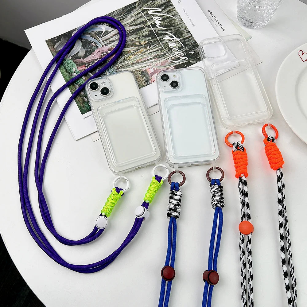 Card Holder Phone Case For iPhone 16 Pro Case iPhone 11 12 13 14 15 17 Pro Max SE XR 7 8 Plus Crossbody Lanyard Strap Rope Cover