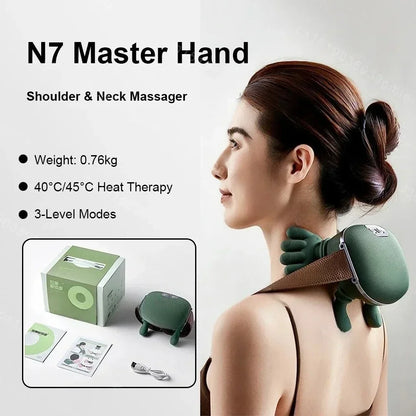 Bionic Thermal Massager Rechargeable Wireless Portable Acupressure Massager Suitable for Neck Back Electric Deep Tissue Massage
