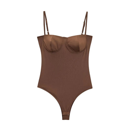 Zevity 2025 Women Sexy Spaghetti Strap Inner Style Beach Wear Bodysuits Ladies Soft Slim Swimsuit Playsuits Mujer Rompers LS9043