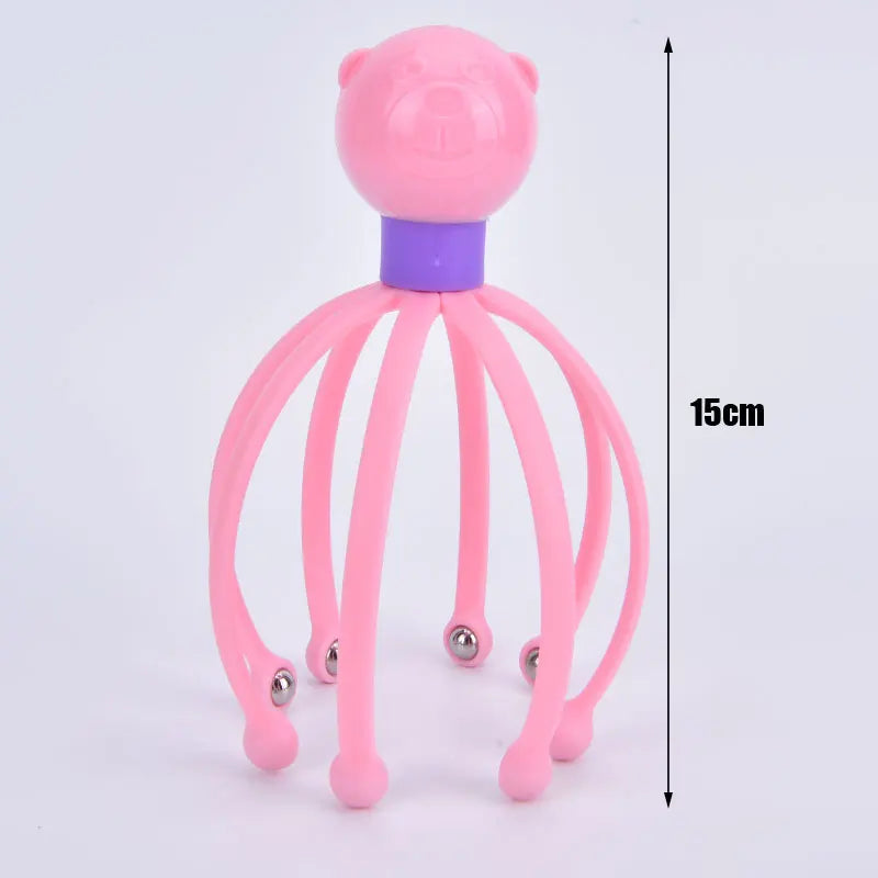 1pcs Random Color Head Massager Octopus Scalp Neck Stress Release Relief Head Care Tool