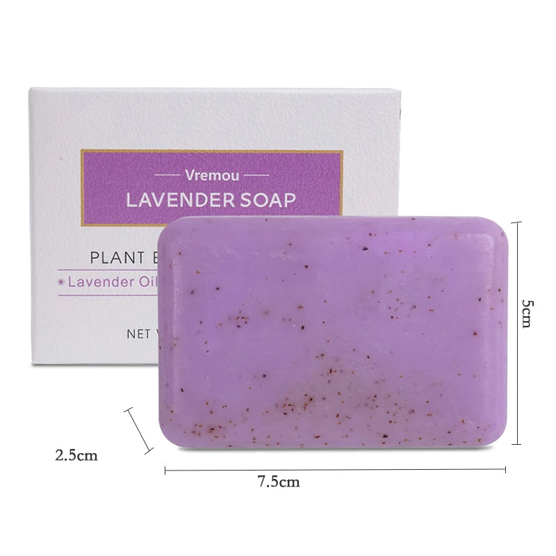 1Pcs/5Pcs Lavender Soap, Exfoliating Cream Granule Essential Oil Soap, Male And Female Cleansing Body Bath Fragrance Soap