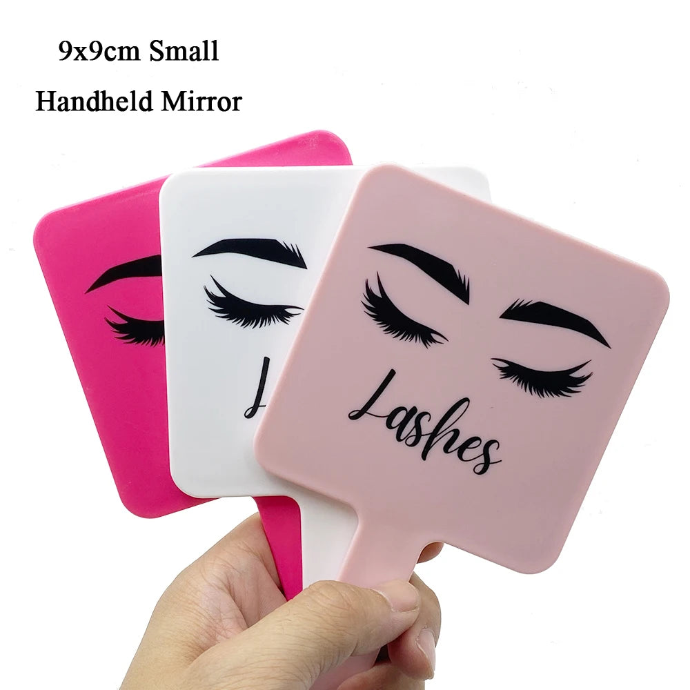 1 Pc Eyelash Extension Mirror Pink/Black/White Small 9x9cm Square Shape Portable Lash Artist Handheld Mirror Salon Accessories
