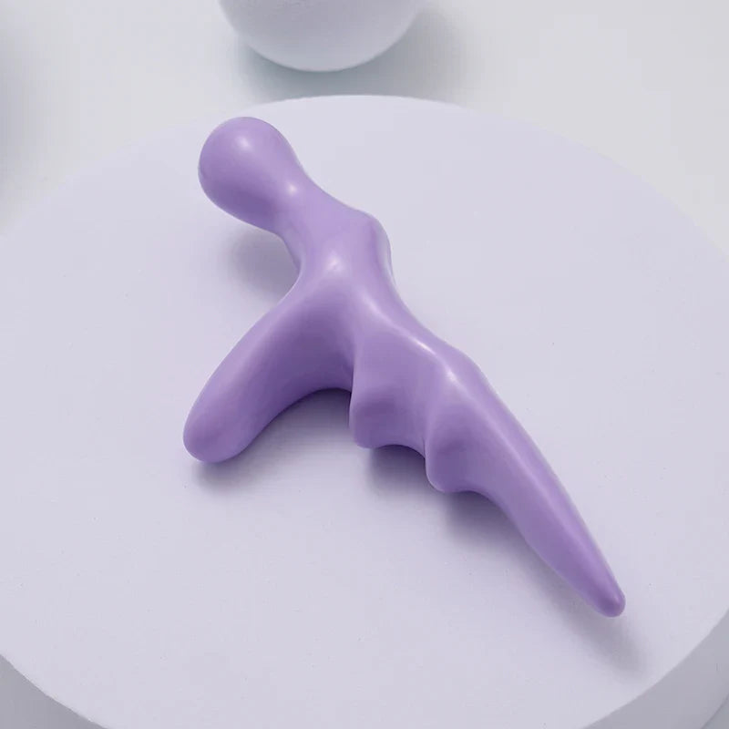Purple T-Acupressure Massager Thumb Finger Press Trigger Point Relief Fatigue Full Body Deep Hand Held Reflexology Tool Relaxed