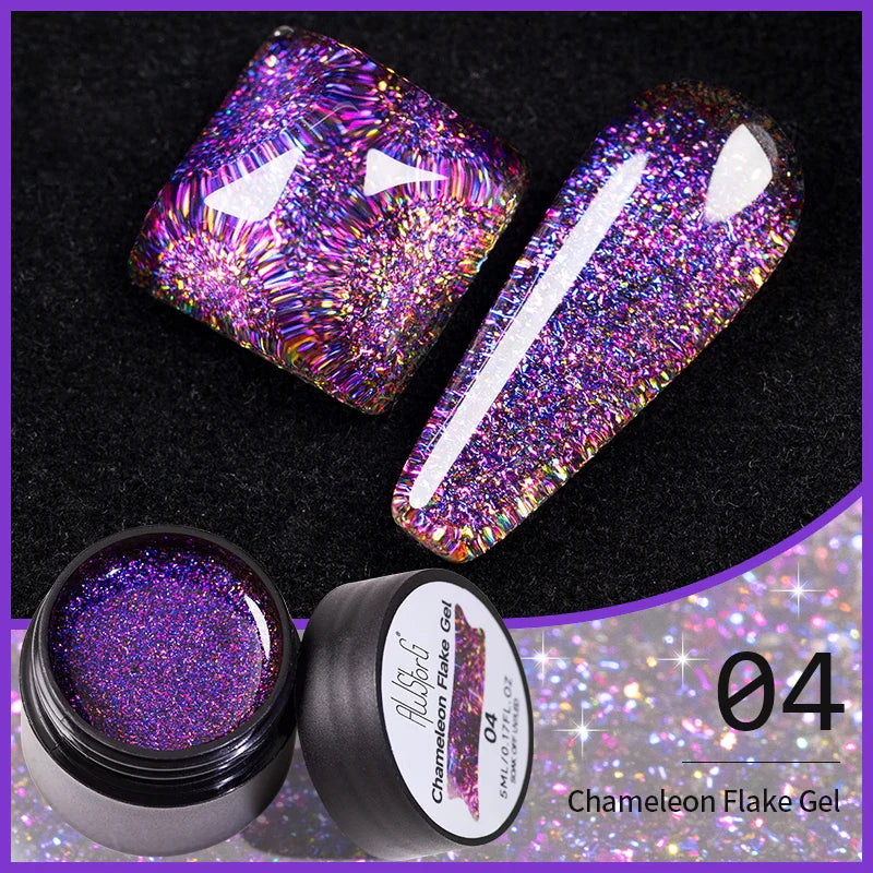 BOZLIN 5ml Sparkling Chameleon Mica Shell Gel Polish Colorful Sequins Manicure Semi Permanent Soak Off Nail Art Gel Varnish