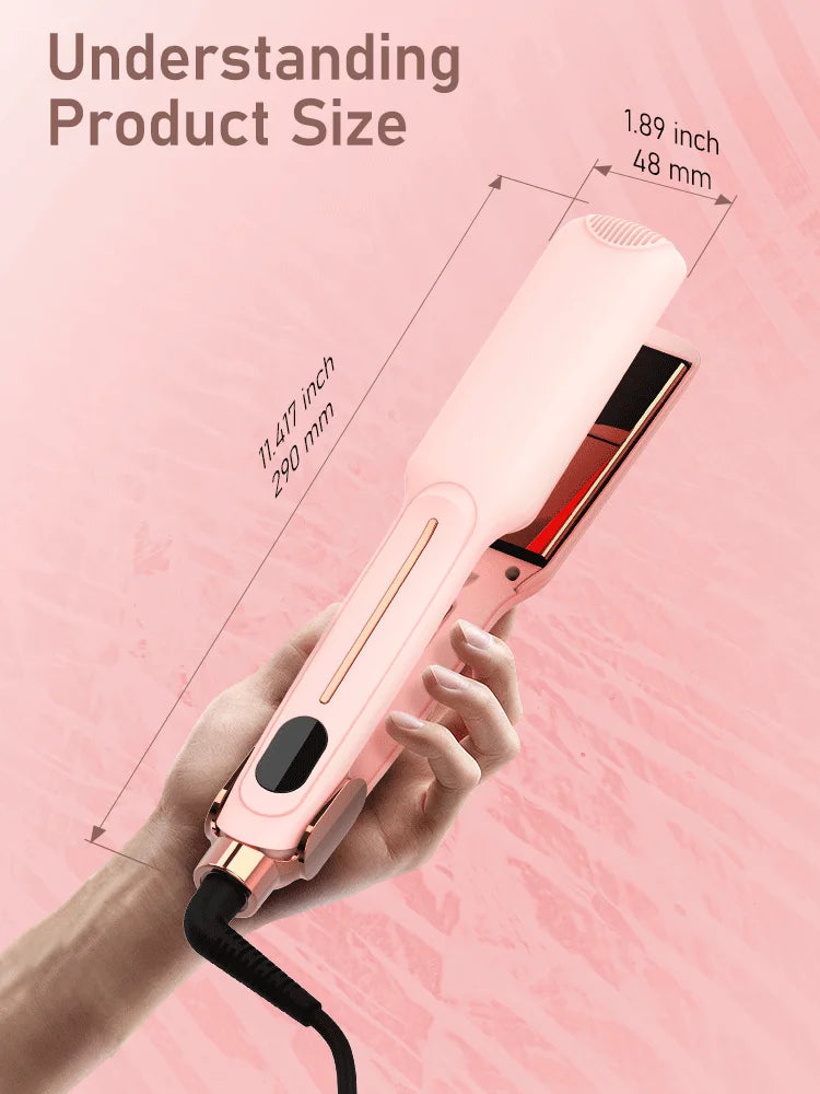 2-in-1 straightener, high-quality flat iron, heated comb, wide efficient professional straightener and curling styling tools