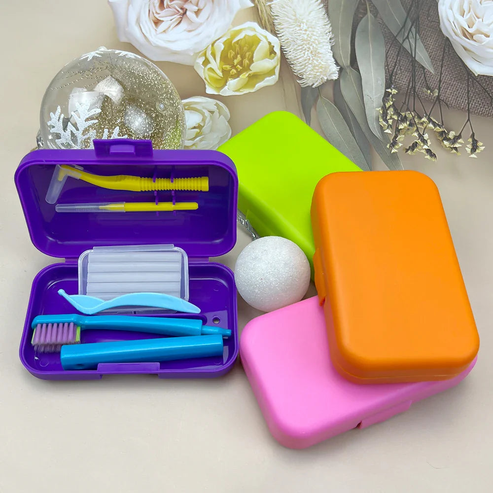 1 Box Dental Cleaning Care Kits Portable Travel Oral Teeth Cleaning Set Detachable Toothbrush Interdental Brush Storage Case