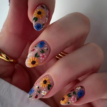 24pcs French Almond Press on Nails Leopard Print False Nails 3D Bow Wearable Stick-on Nails Fake Nail Uñas Накладные Ногти 네일팁