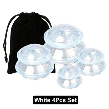 4Pcs Silicone Cupping Set Suction cups Vacuum Suction Jars Therapy Slimming Body Face Massage Cupping Anti Cellulite Weight Loss
