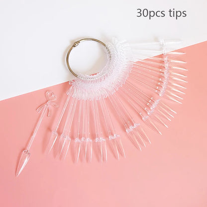Nail Display Sticks Nail Swatch False Nail Tips Nail Gel Polish Practice Clear Natural Colors Display Board for Nail Art Tools