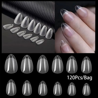 120Pcs Almond False Nail Tips Extension System Soft Gel Stiletto Square Oval French Fake Nail Extension Tips Press On Nail Tips