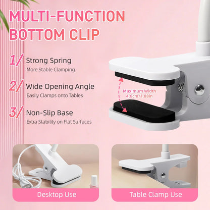 UV LED Light for Nails Polish Drying Lamp 360° Flexible Clip-on Desk Clip Mini USB Portable Nail Dryer Manicure Salon Tools