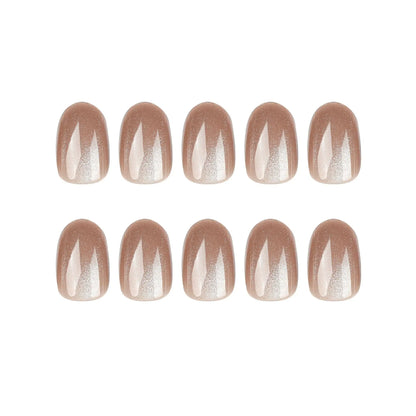 24pcs/set cat eyes fake nails for women girls red brown green blue grey sparkling short tips faux ongles press on false nail