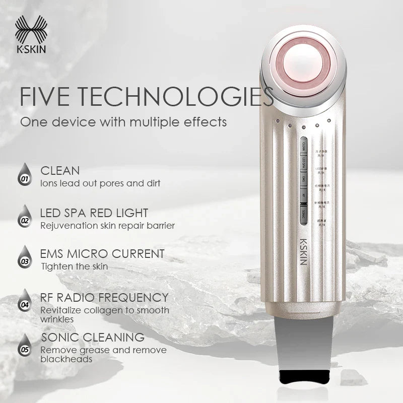 KSKIN Professional Electric Facial Dead Skin Peeling Sonic Cleaning Ultrasonic Skin Scrubber