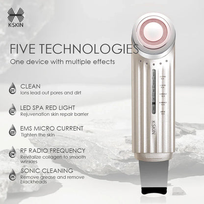 KSKIN Professional Electric Facial Dead Skin Peeling Sonic Cleaning Ultrasonic Skin Scrubber