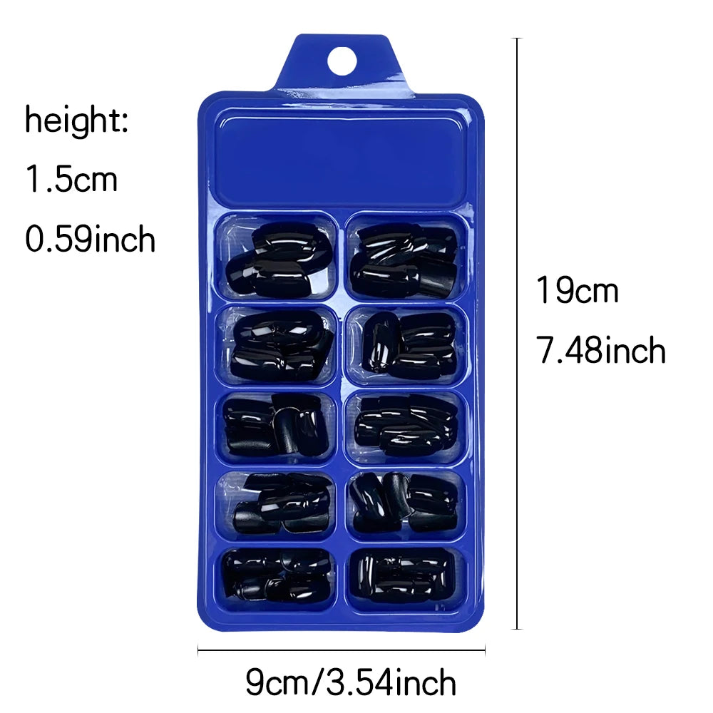 120Pcs Classic Glossy Black Fake Nails Full Cover Press On Nails Short Round Reusable False Fingertips DIY Women Manicure Tools