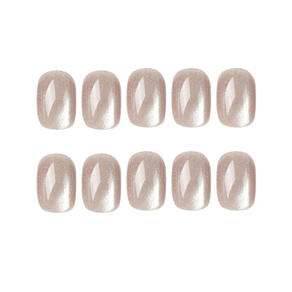 24pcs/set cat eyes fake nails for women girls red brown green blue grey sparkling short tips faux ongles press on false nail