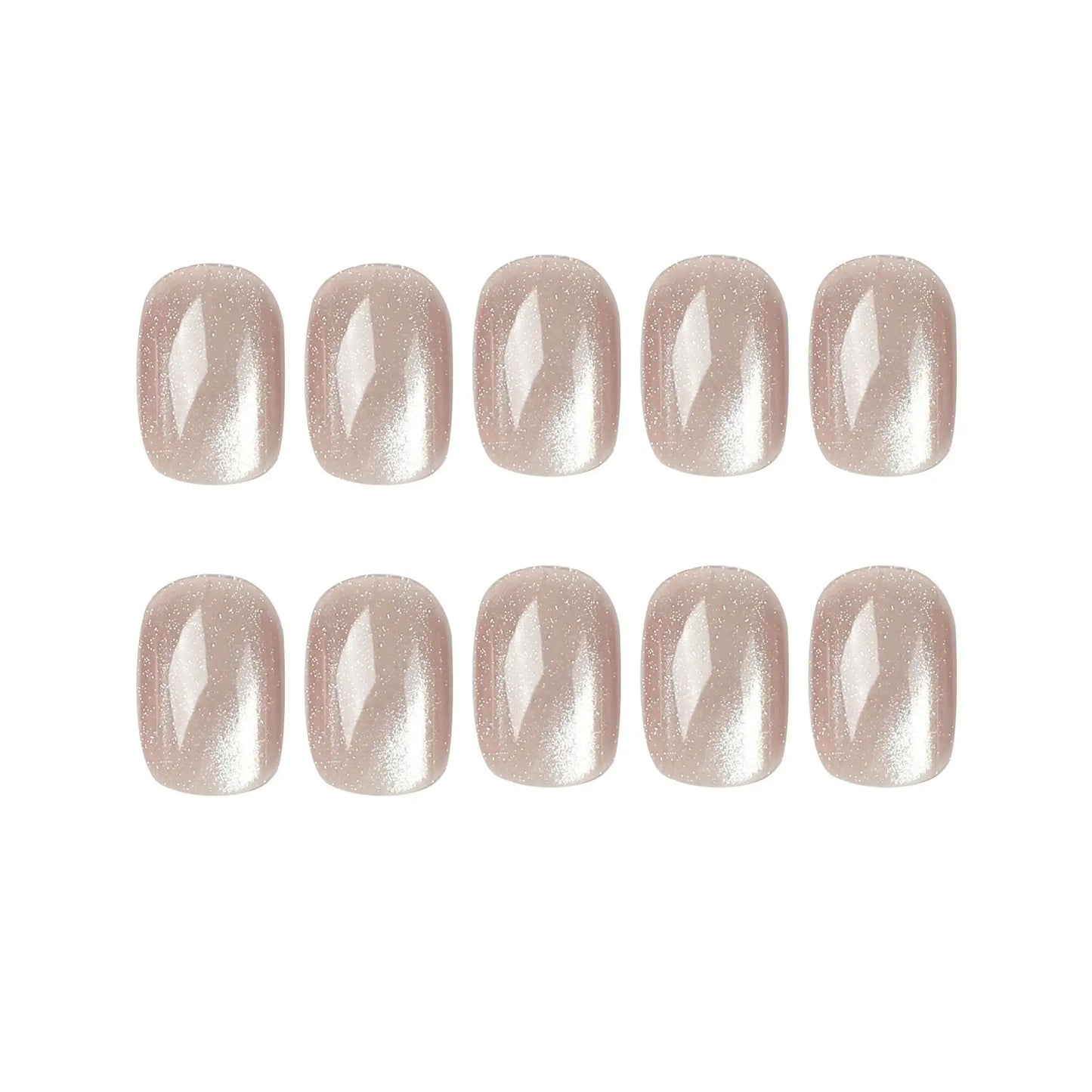 24pcs/set cat eyes fake nails for women girls red brown green blue grey sparkling short tips faux ongles press on false nail