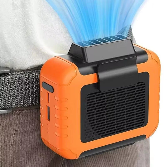 Mini Air Conditioner Waist Clip Fan with 8-24H Neck Fan 3 Speeds USB Rechargeable  Personal cold fan Summer Outdoor Work Jobsite