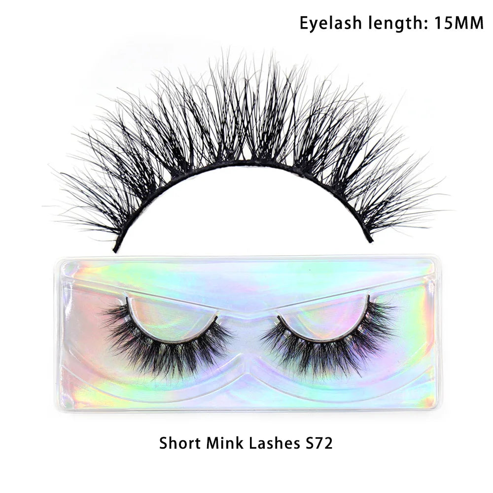 LEHUAMAO Makeup Mink Lashes 3D Short Mink Eyelashes Natural False Eyelashes Fluffy Mink Lashes Extension 12mm-15mm Eyelashes