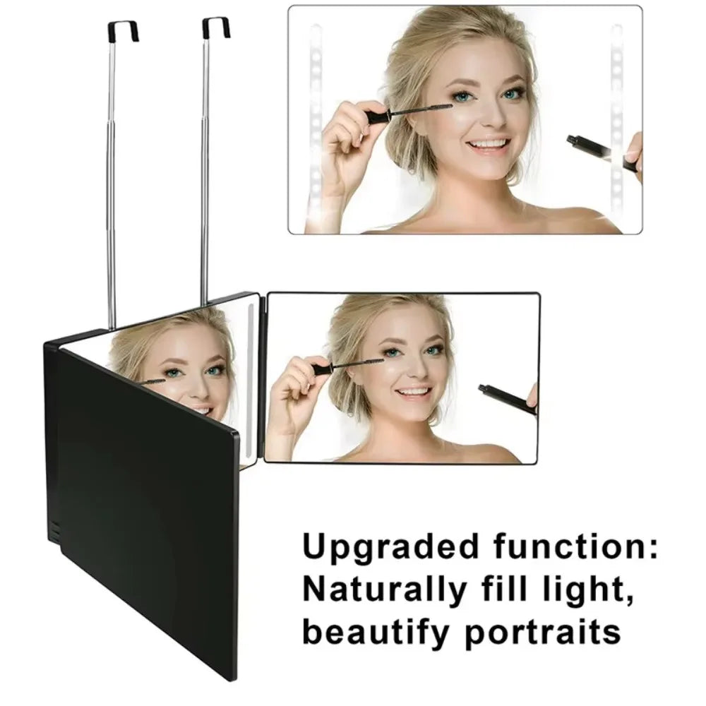 LED Mirror Trifold Self Haircut Mirror With Light Adjustable Height 3 Way Self Haircut Mirror Hd Glass 3 Way Mirror LED Lights