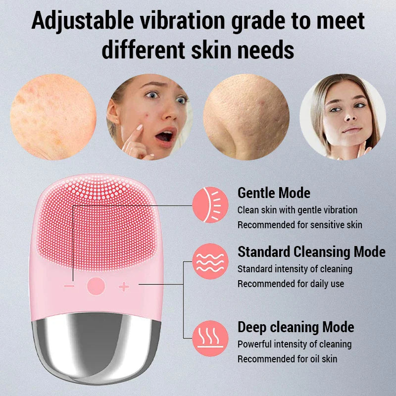 Electric Facial Cleansing Brush silicone IPX7 face massager facial cleanser sonic vibration cleaner deep hole face brush machine