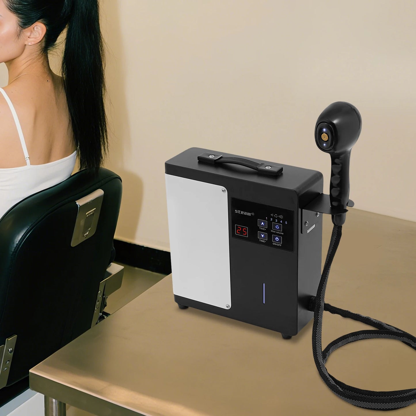 1750W Nano Hair Steamer with Digital Display,Professional 4-in-1 Hair Care System for Deep Conditioning, Coloring&Scalp Care