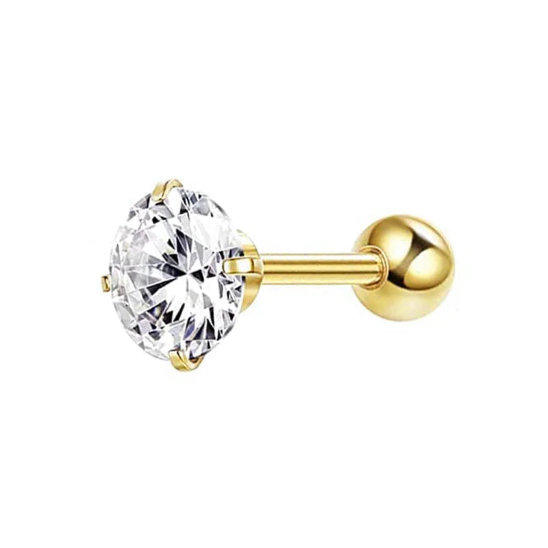 Drperfect Stainless Steel Stud Earrings for Women Men Star Moon Snake Cartilage Screw Back Earring Helix Piercing Jewelry