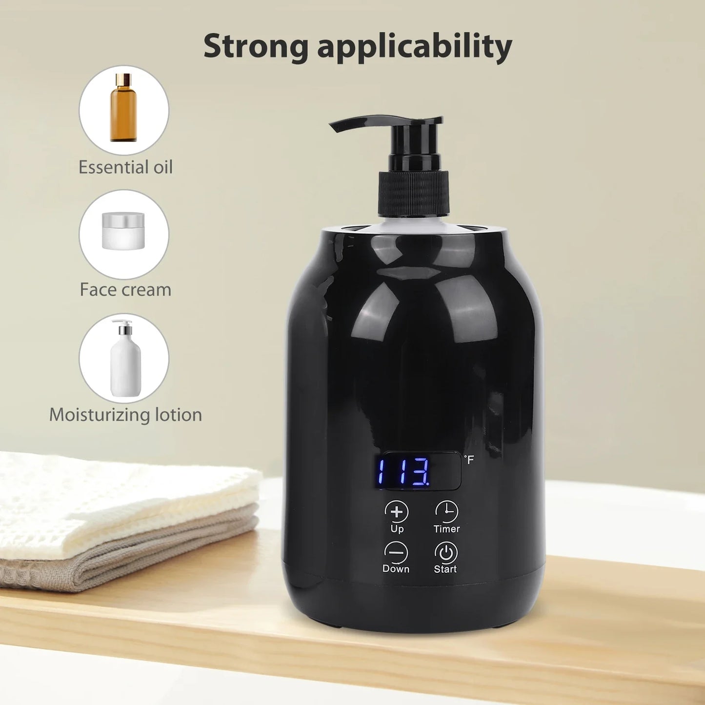 Massage Oil Warmer Digital Lotion Cream Heater 2 Heat Modes Lotion Warmer Fast Heat Lotion Warmer LED Display with Timer