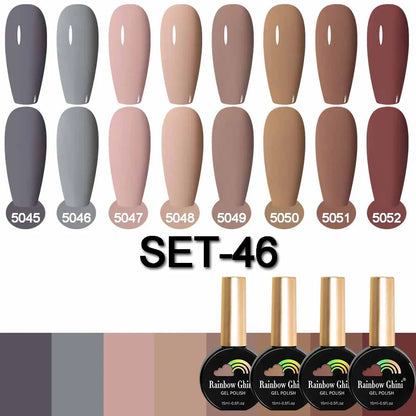 Rainbow Ghini 15ML 8Pcs/Set Nude Glitter Gel Nail Polish HEMA TPO FREE Colorful Nail UV LED Hybrid Gel Varnish All For Manicure