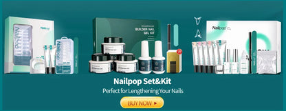 Nailpop Nail Tips and Glue Gel Nail Kit Fast Nail Extension Set with Soft Gel UV Lamp 600Pcs Semi Matte Nails and Files Tools