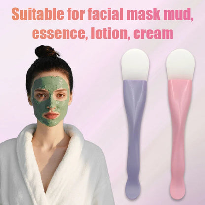 Silicone Facial Mask Brush Soft Head with Scraper Integrated Dual-use Mud Film Brush DIY Film Adjusting Beauty Skin Care Tool