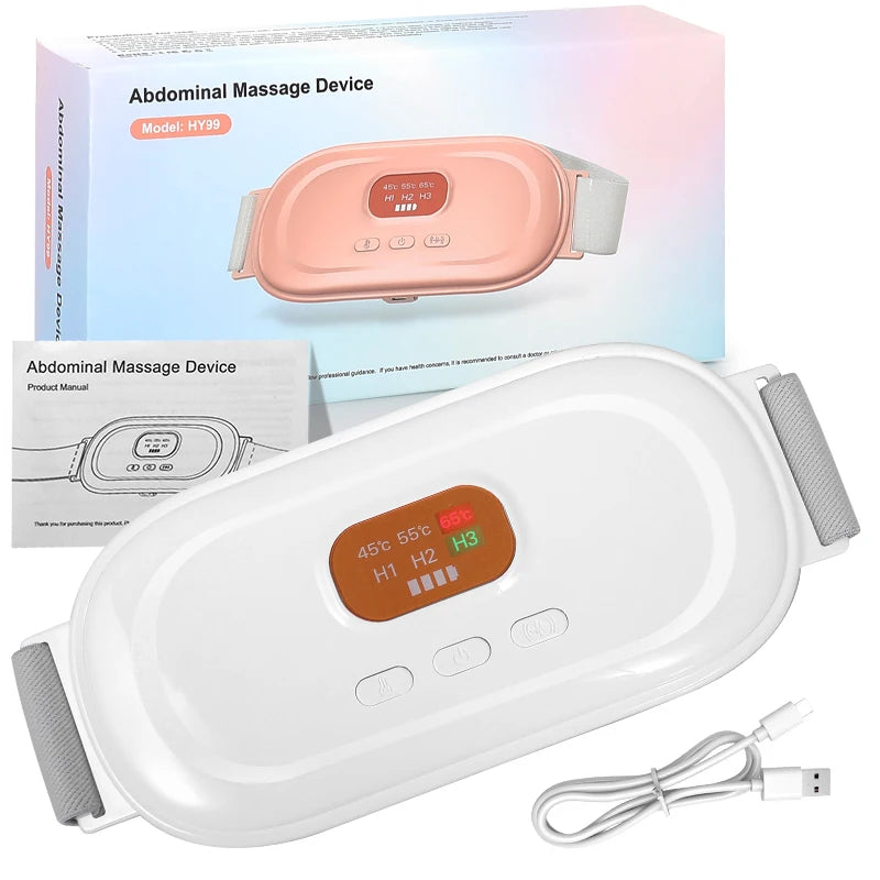 Electric Abdominal Massage Belt Uterus Warmth Hot Compress Vibration USB Charging for Women's Health Waist Warming Device
