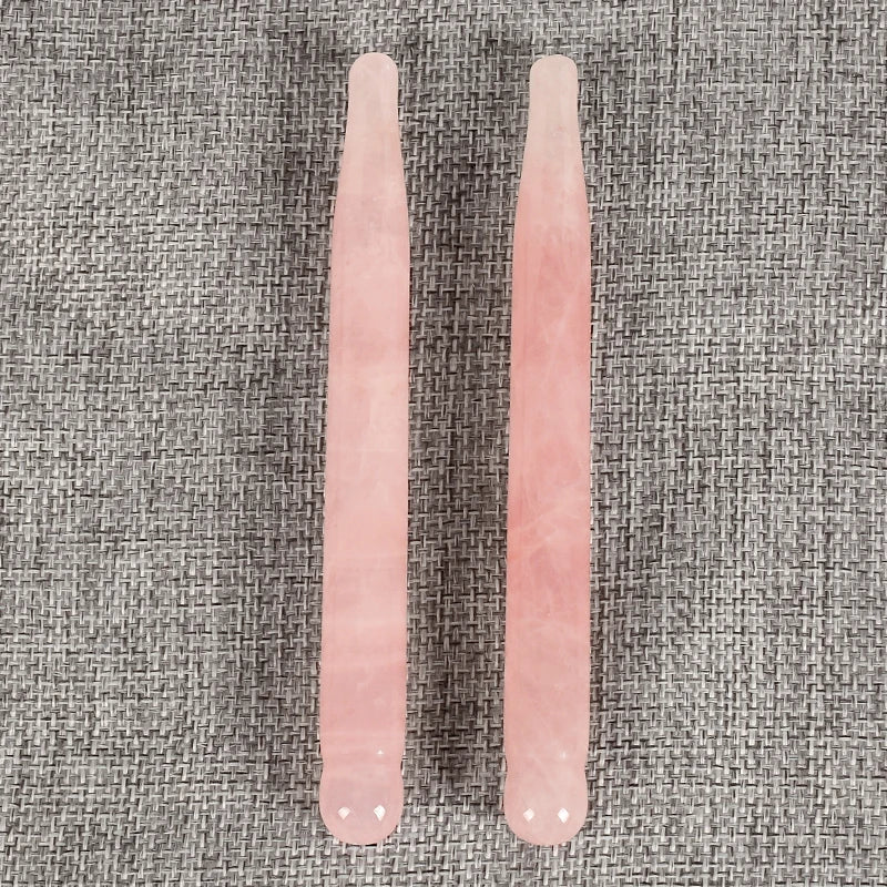 2Pcs Massage Eye Sticker Natural Rose Quartz Face Body Crystal Mineral Stone Massager Health Skin Care Gua Sha Tool Lifting Wand