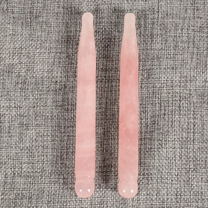 2Pcs Massage Eye Sticker Natural Rose Quartz Face Body Crystal Mineral Stone Massager Health Skin Care Gua Sha Tool Lifting Wand