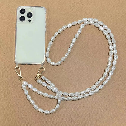 DIY Luxury Pearl Chain Crossbody Strap Shockproof Acrylic Lanyard Phone Case for iPhone 16 14 13 12 PRO 15 Pro Max X XS 7 8 Plus