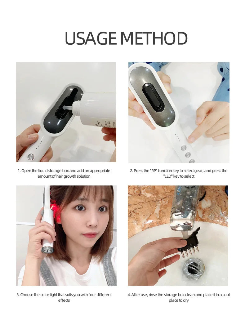 KSKIN LED Red Light Therapy Electric Massage Comb Hair Growth Applicator Anti-Hair Loss Head Massage Hair Brush Scalp Treatment