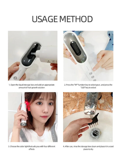 KSKIN LED Red Light Therapy Electric Massage Comb Hair Growth Applicator Anti-Hair Loss Head Massage Hair Brush Scalp Treatment