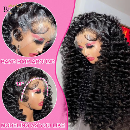 220 Density 30 40 Inch Loose Deep Wave Lace Frontal Wig 13x6 Hd Curly Human Hair Wigs 360 Water Wave Pre plucked Lace Front Wig