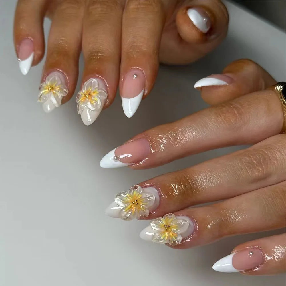 24Pcs Solid Nude Color Fake Nails with Jelly Glue Short Almond Press on False Nails Wearable Oval Finished Full Cover Nail Tips
