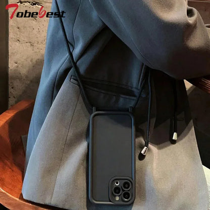 Crossbody Adjustable Lanyard Strap Rope Case For Xiaomi Redmi 14C Note 14 Pro Plus 4G 5G POCO X7Pro Silicone Cover