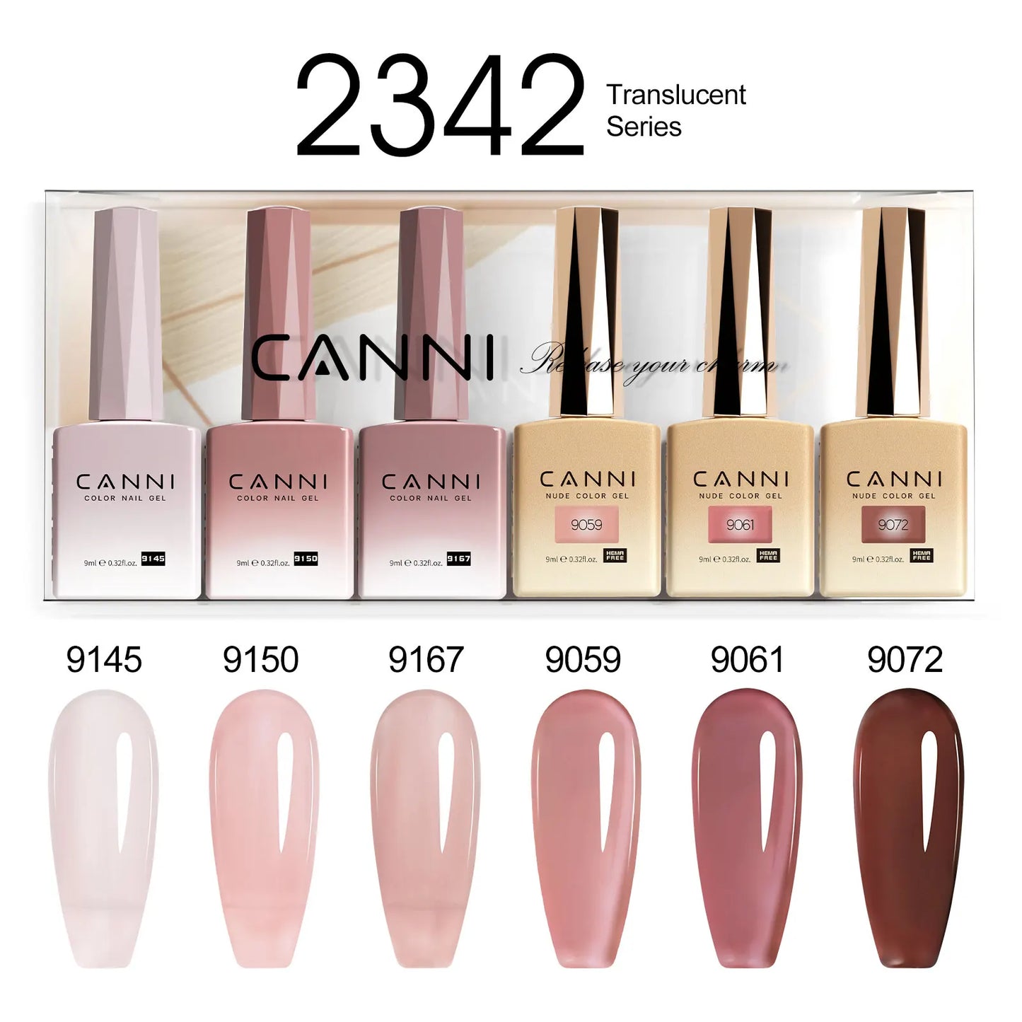CANNI Nail Gel Polish Set HEMA TPO FREE Jelly Nude Color Rubber Base UV Construction Gel Semi Permanent Soak off UV LED Gel Nail