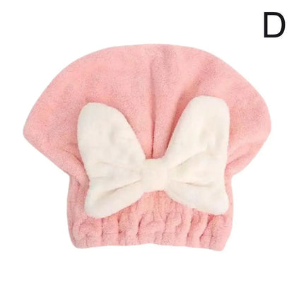 Microfiber Drying Hair Caps For Women Girls Quick Dry Hair Towel Turban Hat Bathing Soft Hair Towel Wrap With Cute Butterfly Bow