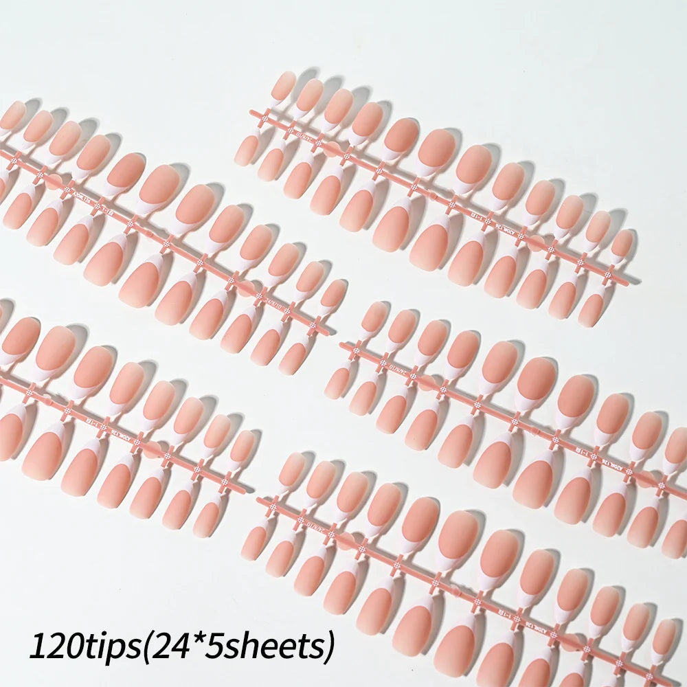 120/150pcs Matte White French Gel Nail Tips Medium Almond Nude Press On Nails 0.75-2.6cm Pink/Nude ABS Soft Gel Nail Flase Tips