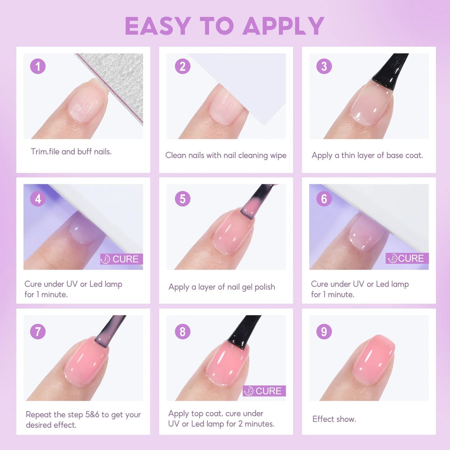 Coscelia Nail Gel Polish Set 7ml Jelly Nail GelCrystal Translucent Clear Pink Nail Art Semi Permanent Soak Off UV LED Varnish