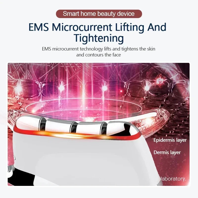 Facial Lifting Massager EMS Microcurrent High-Frequency Vibration Red Light Therapy Nutrition Import Slimming Skin Tighening