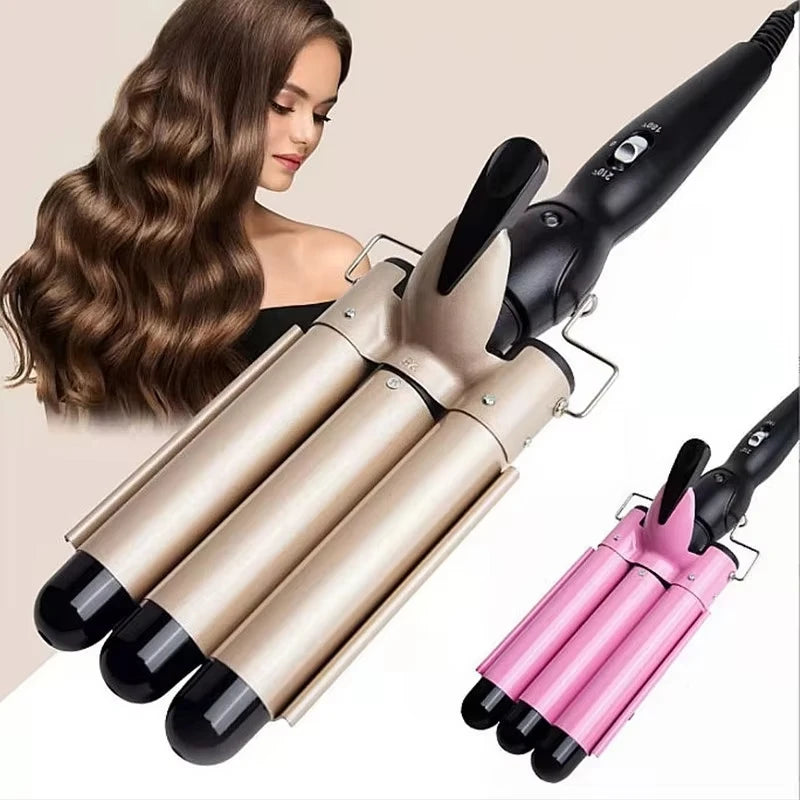 MORFONE 3-in-1 Curling Iron Hair Ceramic 1 Inch Curler Wand Crimper Wand -22mm Large Curling Sticks, 3-in-1 Hair Styling Tool
