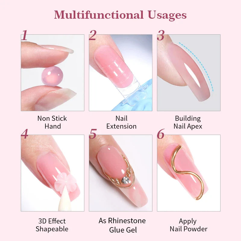BORN PRETTY 15ml 3D Carving Jelly White Nude Non Stick Hand Solid Extension Nail Gel Polish Flower Acrylic Nail Art Building Gel