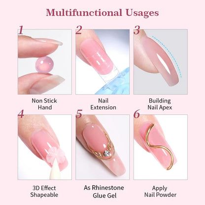 BORN PRETTY 15ml 3D Carving Jelly White Nude Non Stick Hand Solid Extension Nail Gel Polish Flower Acrylic Nail Art Building Gel