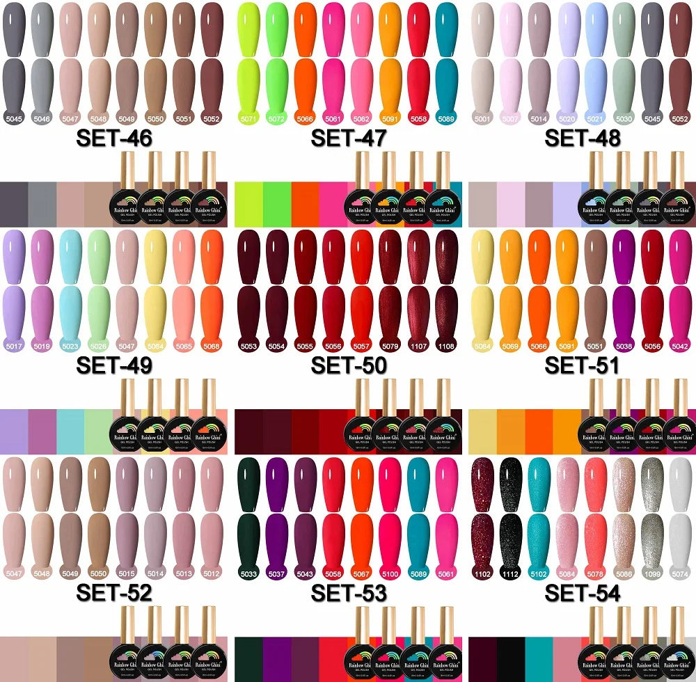 Rainbow Ghini 15ML 8Pcs/Set Nude Glitter Gel Nail Polish HEMA TPO FREE Colorful Nail UV LED Hybrid Gel Varnish All For Manicure